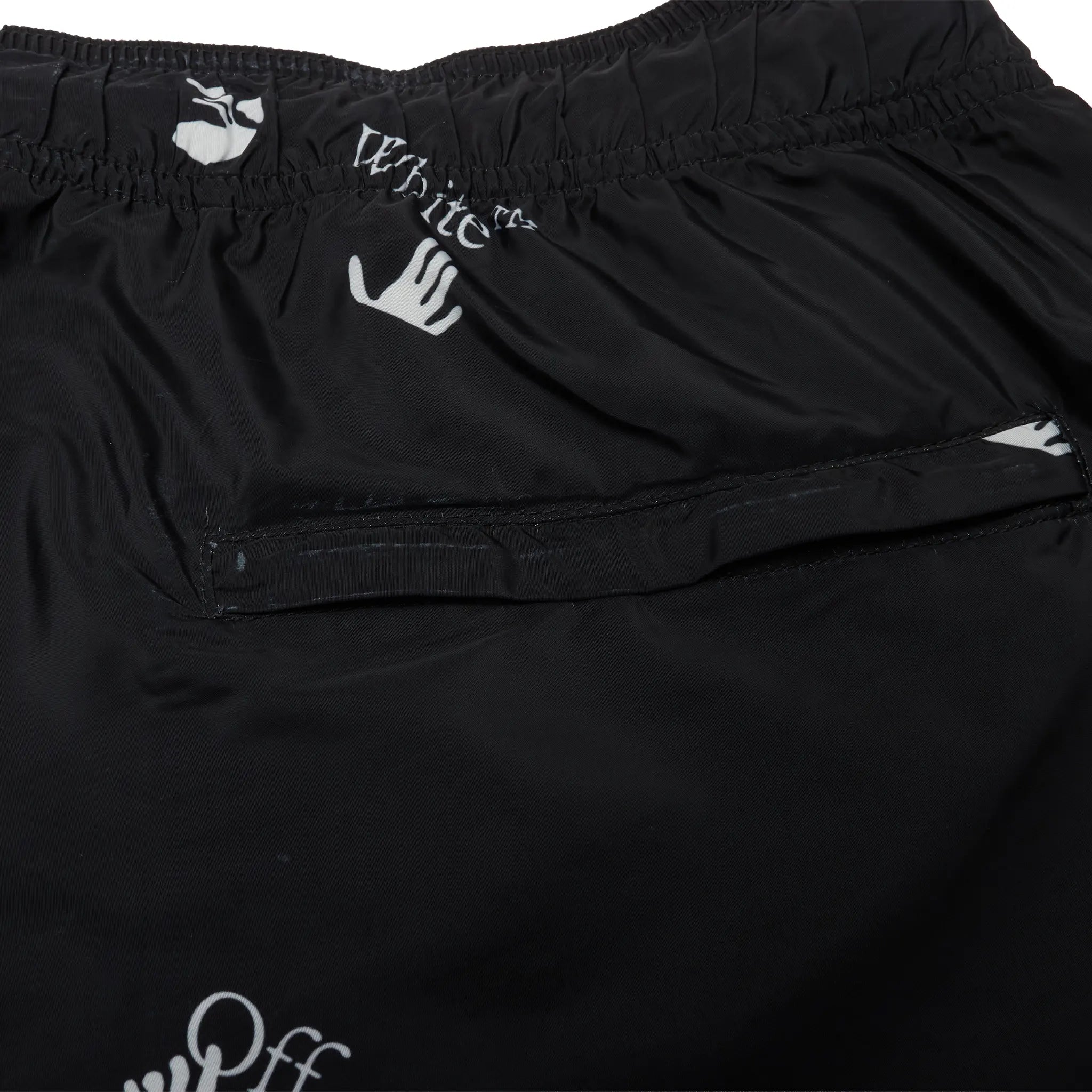 Detailed View of Preloved - Off-White Hands Off Print Black Swim Shorts OMFA003F21FAB0041001